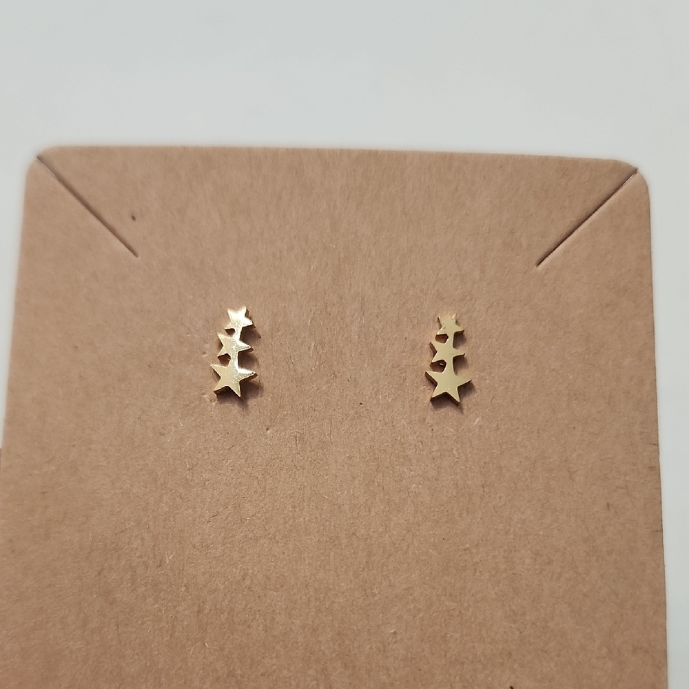 Gold Stainless Steel Shooting Stars Earrings NWOT